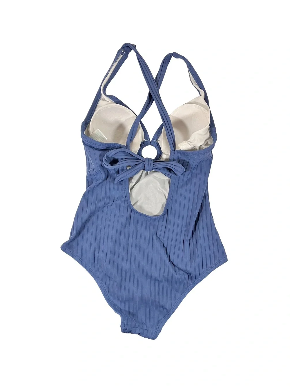 Kona Sol Ribbed One-Piece Swimsuit Dusty Blue, size small
